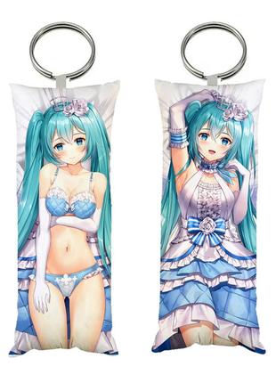Брелок мини-дакимакура аниме мику вокалоид двухсторонний 4х10 см (br0413)