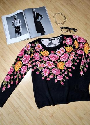 Julialilia потрясающий черный свитер с красивыми цветами, спереди расшит бисером.4 фото