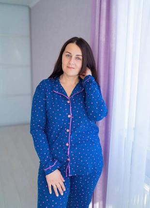 Жіноча піжама на гудзиках вільного крою штани + сорочка на довгий рукав1 фото