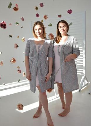 Комплект женский двойка ночная рубашка с халатом большие размеры (батал)10 фото