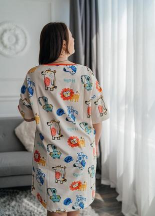 Нічна сорочка жіноча (туніка) для дому та сну ( короткий рукав ) oversize3 фото