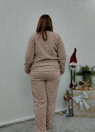 Батал теплая женская пижама флис + махра (большие размеры)4 фото