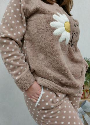 Батал теплая женская пижама флис + махра (большие размеры)7 фото