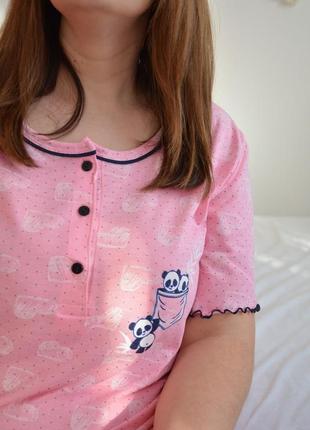 Ночная рубашка для дома и сна с коротким рукавом на пуговицу норма и батал (большие размеры)❤️8 фото