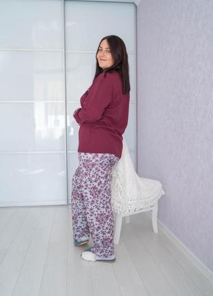 Батал теплая женская пижама (большие размеры) длинный рукав + брюки4 фото