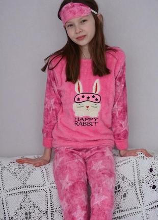 Красивая и стильная теплая детская пижама для девочки (штаны и кофта)