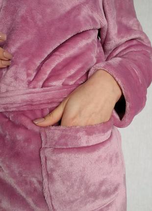 Жіночий короткий махровий халат з молочним капішончиком .7 фото