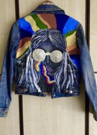 Куртка джинсова з малюнком1 фото
