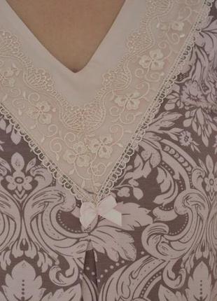 Изысканная ночная рубашка свободного кроя с кружевом с коротким рукавом большие размеры❤️ батал8 фото