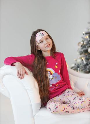 Красивая и стильная детская пижама для девочки (штаны и кофта)3 фото