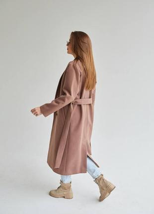 Пальто класика з гудзиками поясом довге сіре беж2 фото