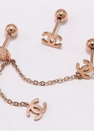 Серьги из медицинского золота stainless steel, xuping позолоченные
