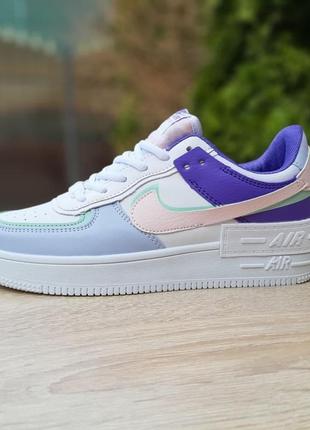 Женские разноцветные кожаные кроссовки nike air force 1 shadow 🆕 найк форс3 фото