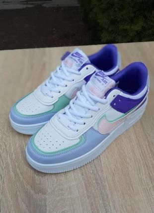 Женские разноцветные кожаные кроссовки nike air force 1 shadow 🆕 найк форс7 фото