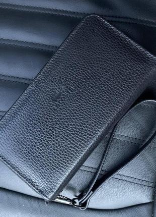 Мужской кожаный клатч портмоне на 2 отдела, кошелек барсетка натуральная кожа2 фото