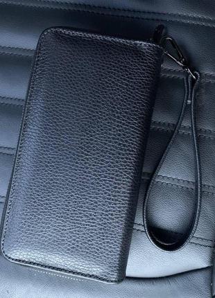 Мужской кожаный клатч портмоне на 2 отдела, кошелек барсетка натуральная кожа4 фото