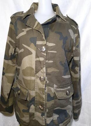 100% котон камуфляжна жіноча тепла брендова куртка, жакет мілітарі демісезонна, осіння, весняна демі