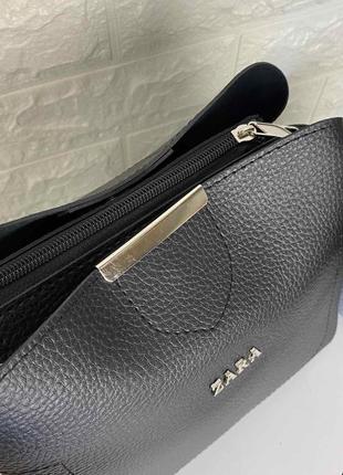 Женская мини сумочка на плечо эко кожа черная, качественная классическая маленькая сумка для девушек3 фото