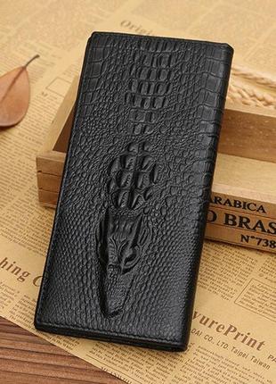 Модний жіночий клатч гаманець натуральна шкіра з крокодилом, жіночий клатч-гаманець крокодил шкіряний портмоне r_6292 фото