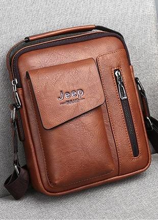 Чоловіча сумка-планшет jeep повсякденна на плече, барсетка сумка-планшет для чоловіків екошкіра джип r_7499 фото