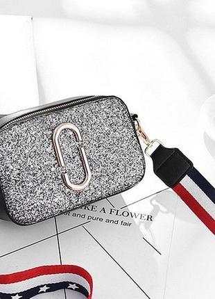 Удобная маленькая женская сумка , стильная и модная сумочка с блестками качественная пу кожа2 фото