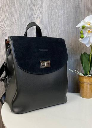 Женский рюкзак сумка трансформер замшевый+ экокожа люкс качество, сумка-рюкзак натуральная замша1 фото