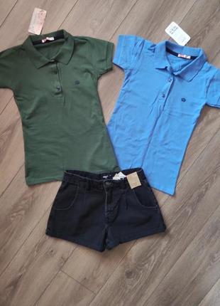 Шорты черные новые, джинсовые, поло, футболка