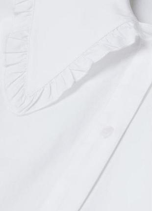 Базовая белая хлопковая женская длинная рубашка с большим воротником размер л- хл / l-xl8 фото