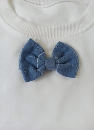 Белая трикотажная кофточка с бантиком, реглан, лонгслив 80р.