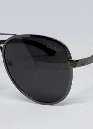 Чоловічі брендові сонцезахисні окуляри каплі чорні поляризовані в чорному металі