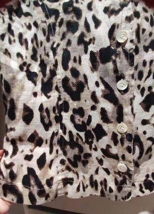 Очень стильная блуза из льна в леопардовый принт3 фото