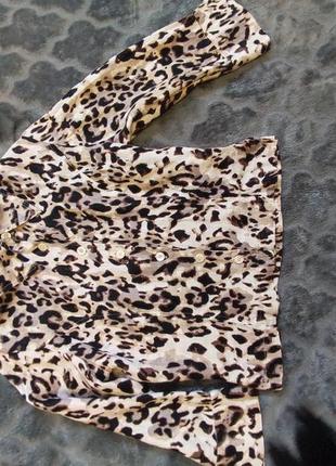 Очень стильная блуза из льна в леопардовый принт9 фото