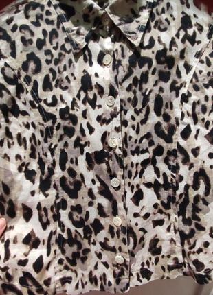 Очень стильная блуза из льна в леопардовый принт5 фото