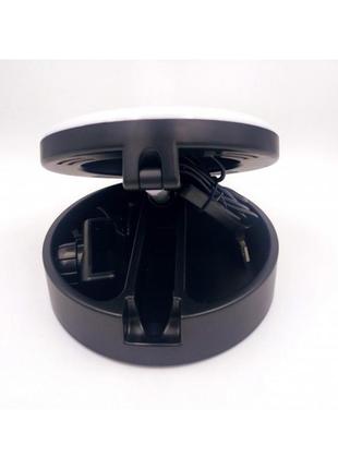Кольцевая led лампа 16 см складная настольная с держателем телефона и зеркалом g35 фото