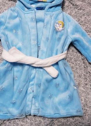 Красивейший махровый халат эльза холодное сердце 1,5 - 2 года4 фото