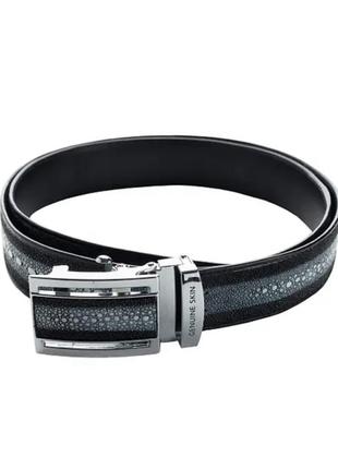 Ремень из кожи морского ската ekzotic leather с белой спинкой (stb12)