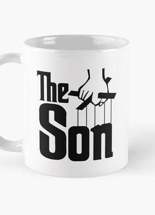 Чашка керамічна кружка з принтом синthe son для сина біла 330 мл