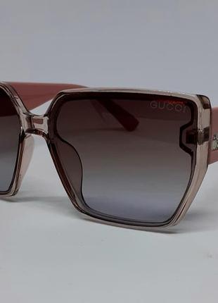 Очки в стиле gucci женские солнцезащитные коричневый градиент дужки розовые1 фото