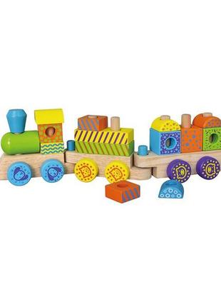Деревянный поезд-пирамидка viga toys кубики (50572)