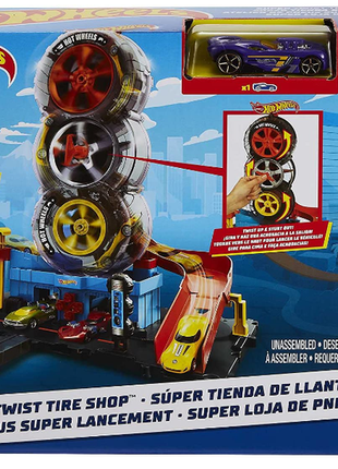 Трек хот вилс трюки на шиномонтаже hot wheels city super twist tire shop playset....5 фото