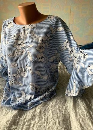 Нежная блузка из вискозы с летящими рукавами и красивой спинкой amisu xl2 фото