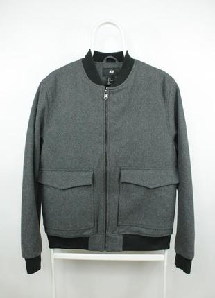 Стильная теплая куртка бомбер h&amp;m wool blend gray bomber jacket