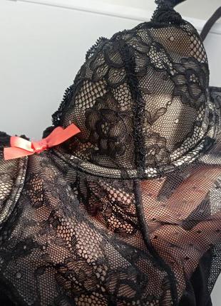 Пенюар прозрачный сеточка и кружево нюд