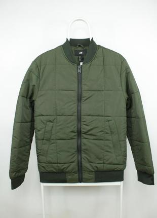 Качественная утепленная куртка-бомбер h&amp;m quilted khaki bomber jacket2 фото