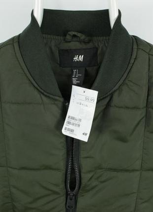 Качественная утепленная куртка-бомбер h&amp;m quilted khaki bomber jacket3 фото