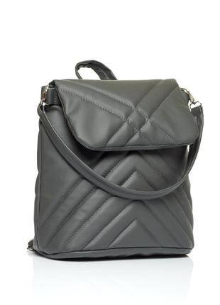 Жіночий рюкзак-сумка sambag loft стьобаний графітовий6 фото