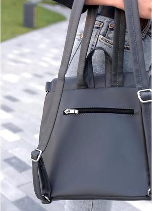 Женский рюкзак-сумка sambag loft стеганый графитовый5 фото