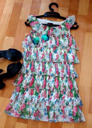 Плісерована сукня-туніка в квіти3 фото