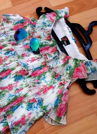 Плісерована сукня-туніка в квіти4 фото