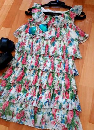 Плісерована сукня-туніка в квіти5 фото